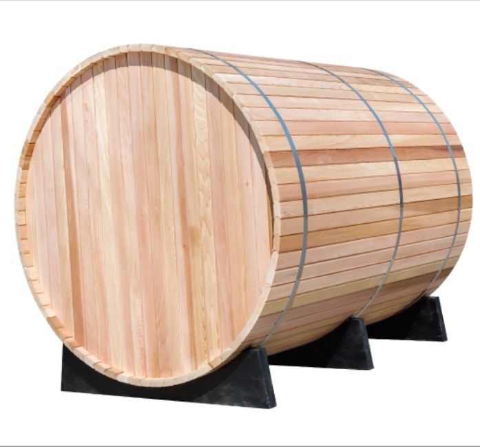 Sauna à vapeur à fût de type canadien 1800*1800 mm avec bois massif de laureau et accessoires de chauffage