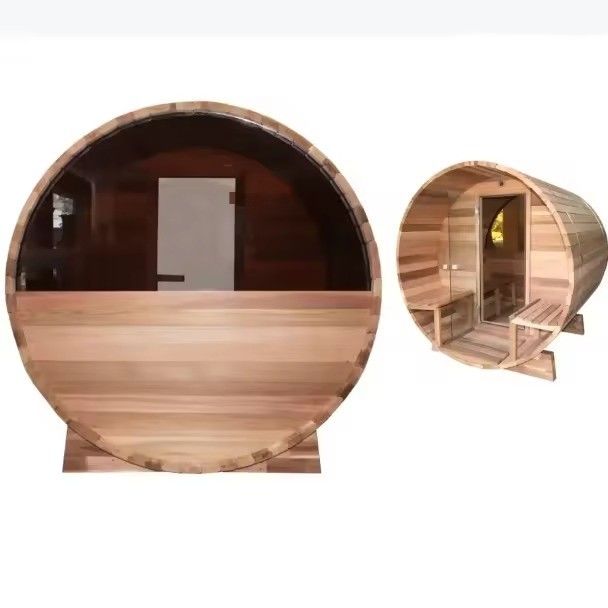 Sauna tonneau d'extérieur en bois massif de cèdre rouge pour cour, vapeur sèche, 2025, sauna traditionnel pour la détente en cour