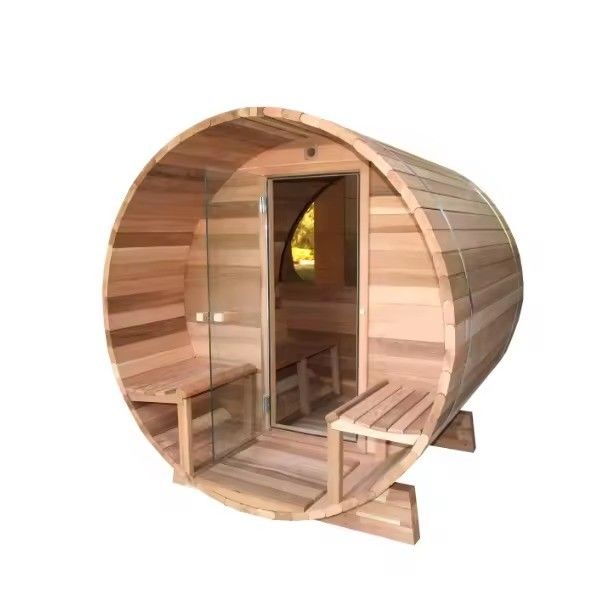 Sauna tonneau d'extérieur en bois massif de cèdre rouge pour cour, vapeur sèche, 2025, sauna traditionnel pour la détente en cour