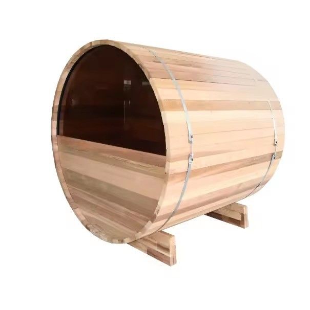 Sauna tonneau d'extérieur en bois massif de cèdre rouge pour cour, vapeur sèche, 2025, sauna traditionnel pour la détente en cour