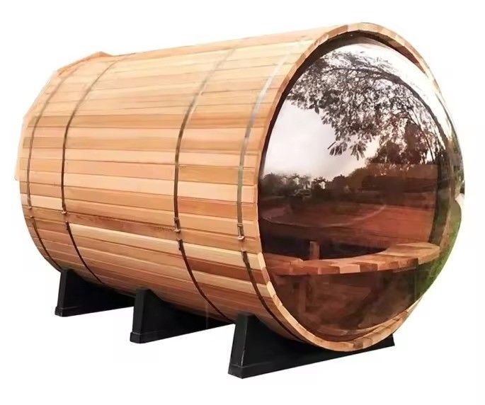 Sauna panoramique en verre, traditionnelle, pour 4 personnes, avec seau extérieur en pin nordique YSE Red Cedar 2025, pour le loisir