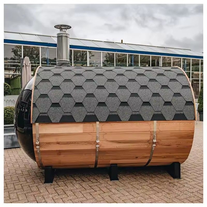 Type de bois massif Hemlock 2025 Sauna pour 6 personnes Sauna tonneau de jardin Sauna extérieur Hammam