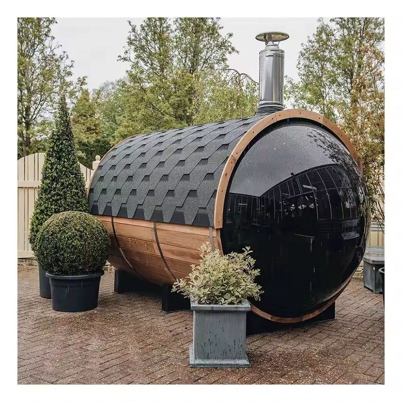 Type de bois massif Hemlock 2025 Sauna pour 6 personnes Sauna tonneau de jardin Sauna extérieur Hammam