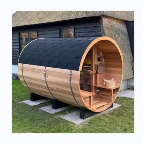 Type de bois massif Hemlock 2025 Sauna pour 6 personnes Sauna tonneau de jardin Sauna extérieur Hammam