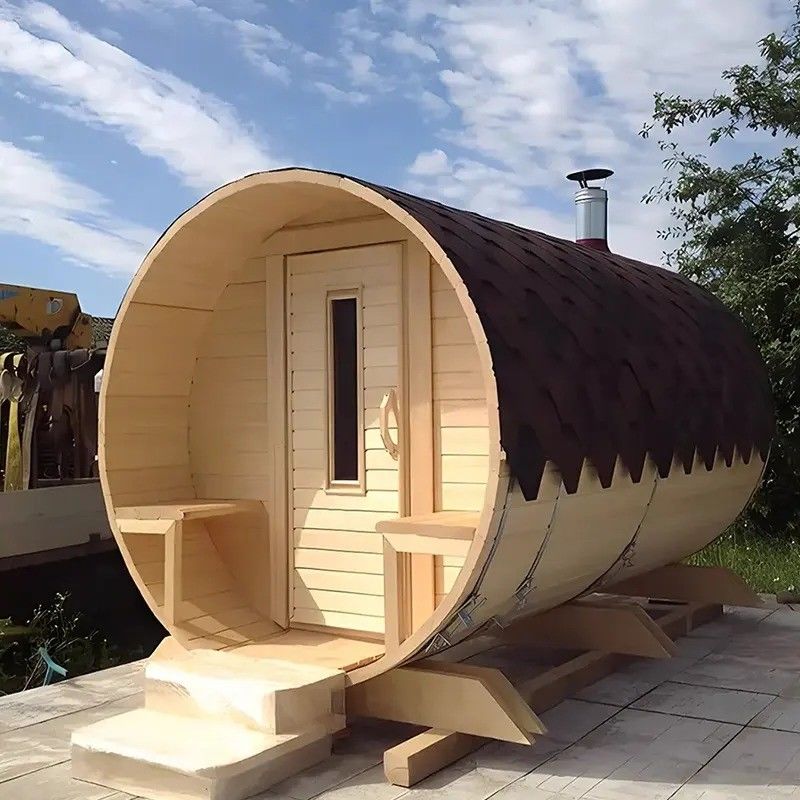 Sauna à fût extérieur en bois de cèdre rouge canadien 2025 Sauna à bois de cèdre canadien 3 kW Voltage 110V/220V