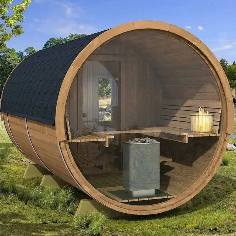 Sauna à fût extérieur en bois de cèdre rouge canadien 2025 Sauna à bois de cèdre canadien 3 kW Voltage 110V/220V