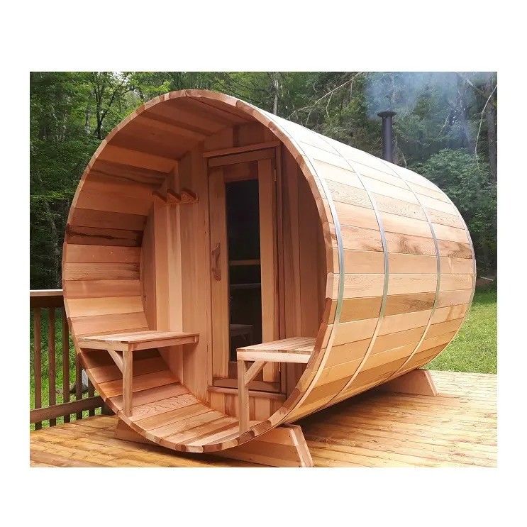 110V/220V/380V Voltage Sauna à vapeur en bois salle de sauna en bois massif extérieur 6 personnes Sauna en fût pour jardinage à domicile Avantages pour la santé