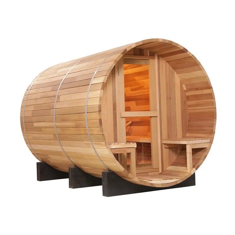 110V/220V/380V Voltage Sauna à vapeur en bois salle de sauna en bois massif extérieur 6 personnes Sauna en fût pour jardinage à domicile Avantages pour la santé