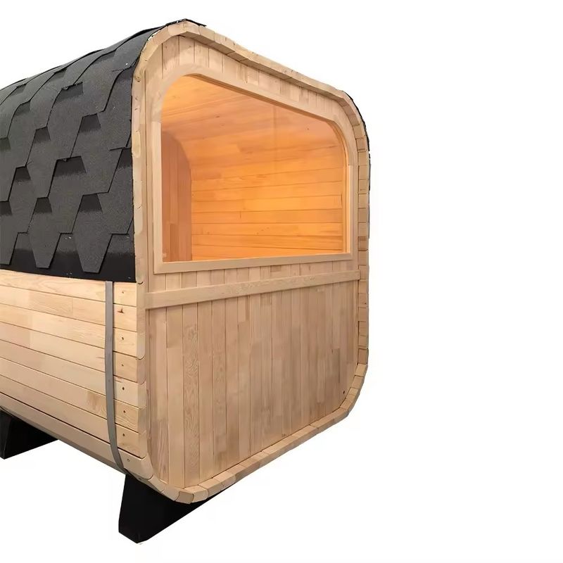 Sauna cube à vapeur sèche en cèdre rouge de style design moderne avec certificat CE, avec poêle pour une famille de 4 personnes et en extérieur