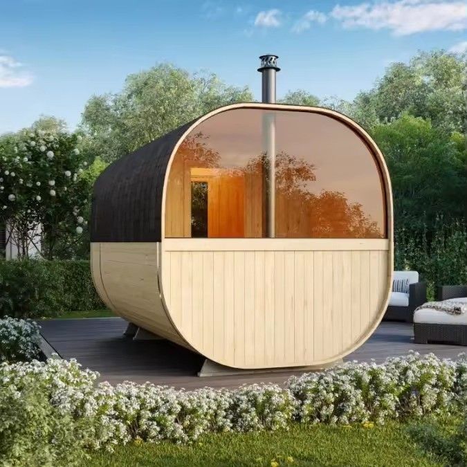 Sauna cube à vapeur sèche en cèdre rouge de style design moderne avec certificat CE, avec poêle pour une famille de 4 personnes et en extérieur