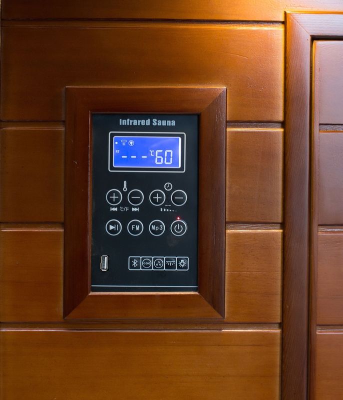 Cabine de sauna à infrarouges doubles pour salle de vapeur informatique, panneau de contrôle de la transpiration pour la détoxification complète du corps