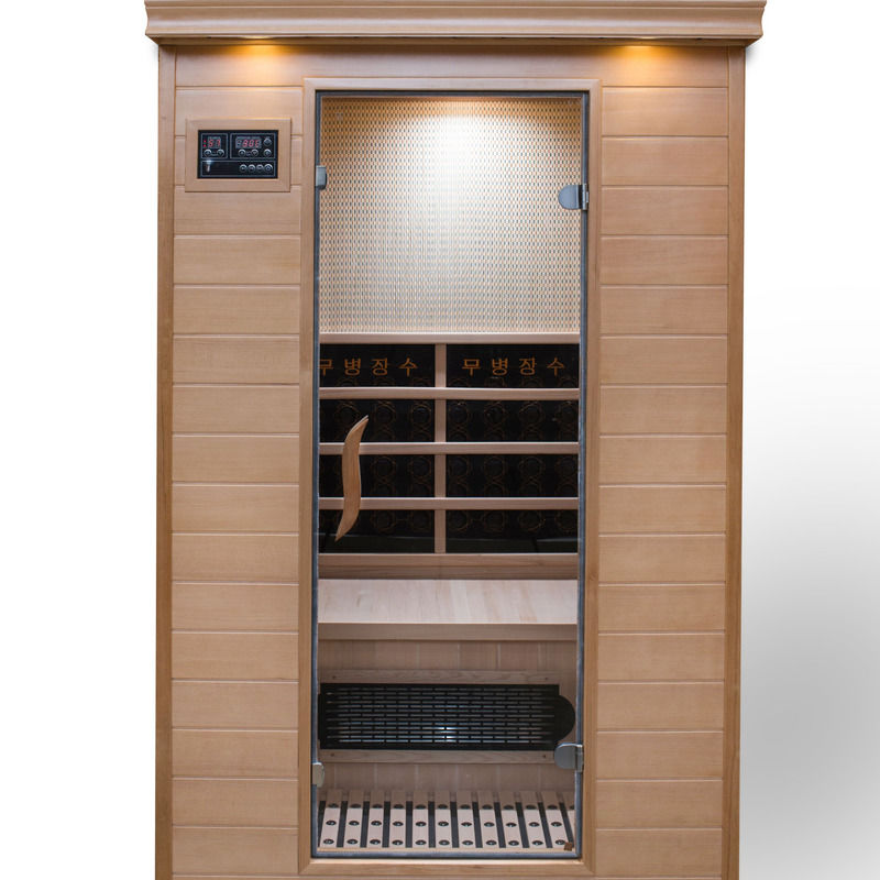 Sauna infrarouge en bois massif pour salle de bain, cabine de sauna à transpiration détox, panneau de commande informatique de haute qualité, usage domestique
