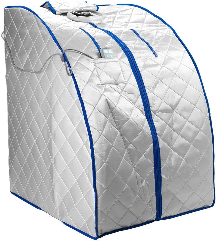 Sauna personnelle d'intérieur portable moderne à infrarouge lointain et ions négatifs avec ioniseur d'air, coussin chauffant pour les pieds et minuterie