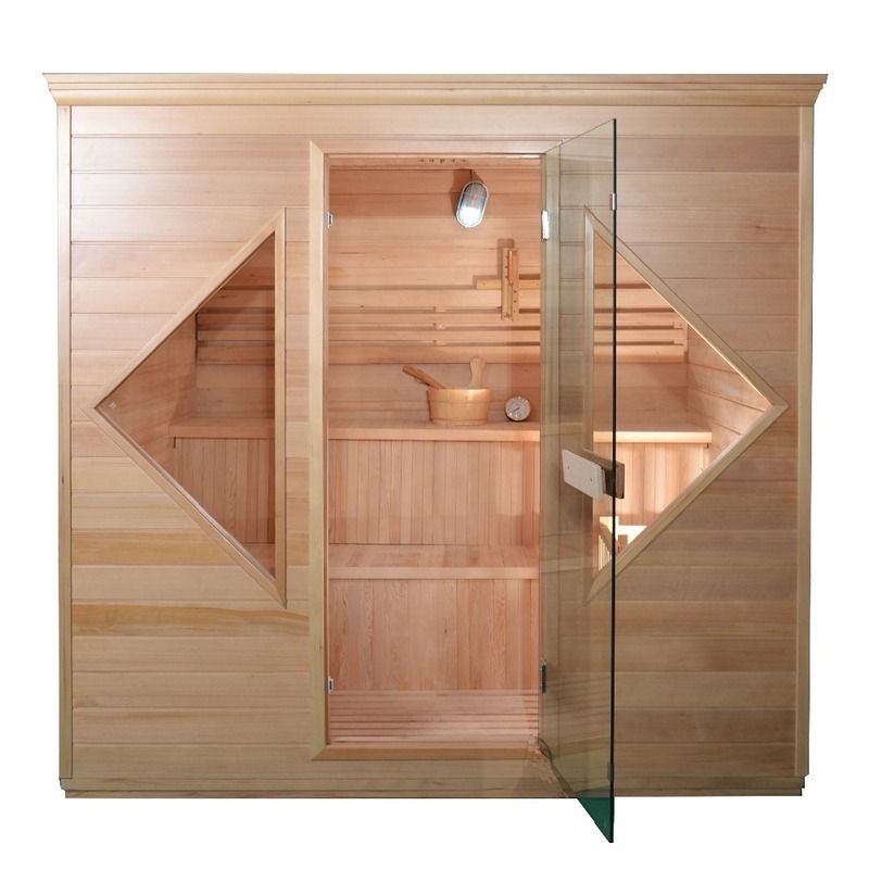 Nouvelle conception 2021 Canada sur mesure Hemlock traditionnel SANS EMF Poêle de sauna à vapeur Bois massif Salle de sauna traditionnelle pour la thérapie