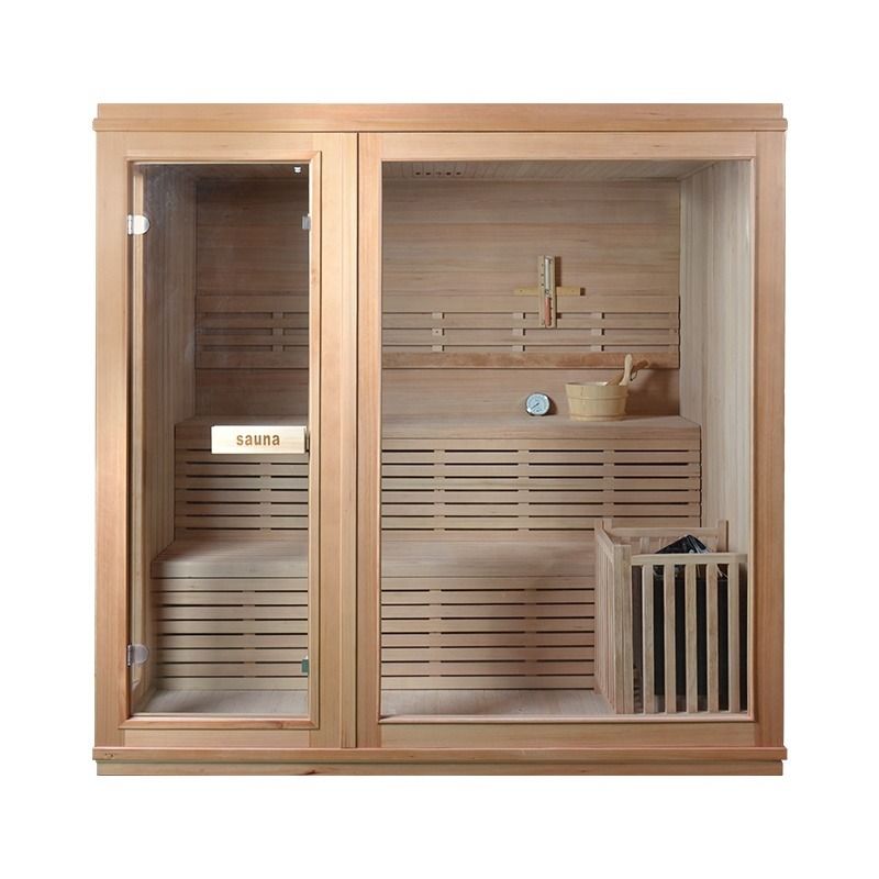 Nouvelle conception 2021 Canada sur mesure Hemlock traditionnel SANS EMF Poêle de sauna à vapeur Bois massif Salle de sauna traditionnelle pour la thérapie
