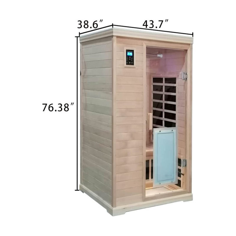 Salle de sauna en bois infrarouge traditionnelle de 2 personnes Taille chauffage 1750W 9 plaques 10 min Préchauffage Temps et température réglage prédéfini