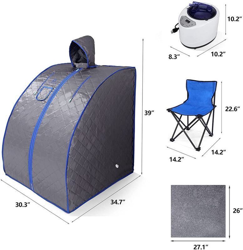 Sauna à vapeur portable moderne pour spa à domicile Sauna personnelle légère Tente génératrice de vapeur avec télécommande Bain à vapeur intérieur