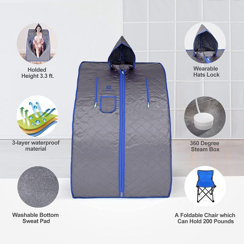 Sauna à vapeur portable moderne pour spa à domicile Sauna personnelle légère Tente génératrice de vapeur avec télécommande Bain à vapeur intérieur