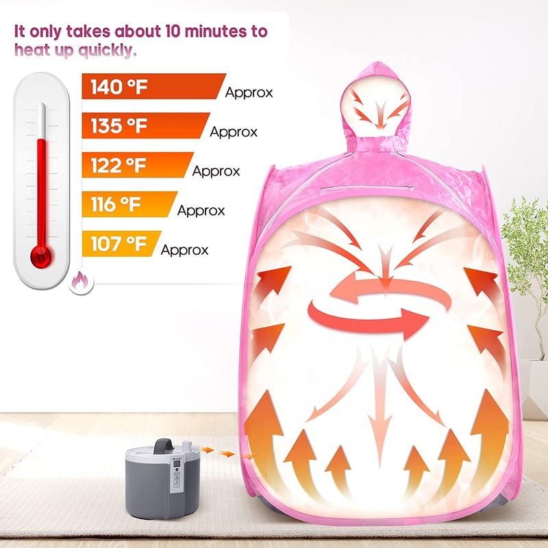 Sauna personnelle portable Lady Pink pour femmes européennes préférées, panneau de commande informatique domestique pour la détoxification, sauna corps entier avec chaise