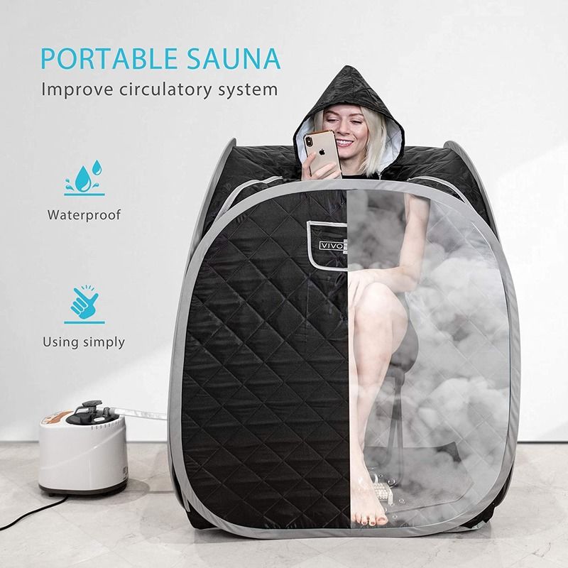 Moderne télécommande portable pliable Chaise personnelle de spa pliable Sauna à vapeur sac de sauna Spa tente thérapeutique à domicile thérapeutique noir