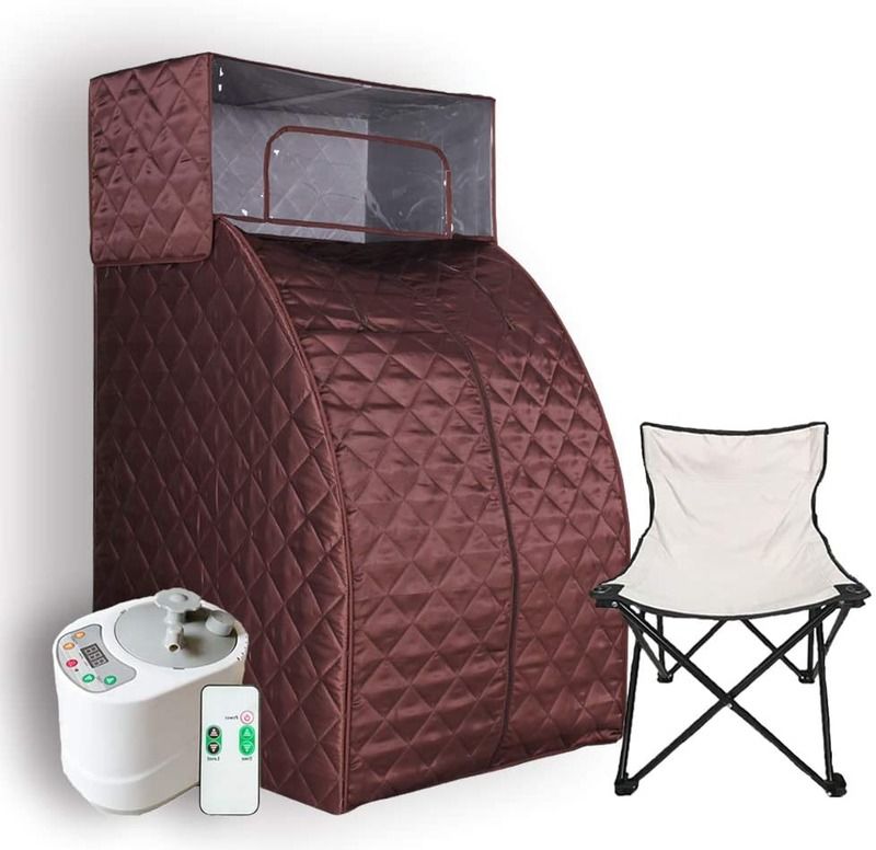 Ensemble de sauna vapeur moderne avec générateur de vapeur, une personne, télécommande, boîte chauffante pour la maison, avec couverture pour la tête et chaise, pour la perte de poids