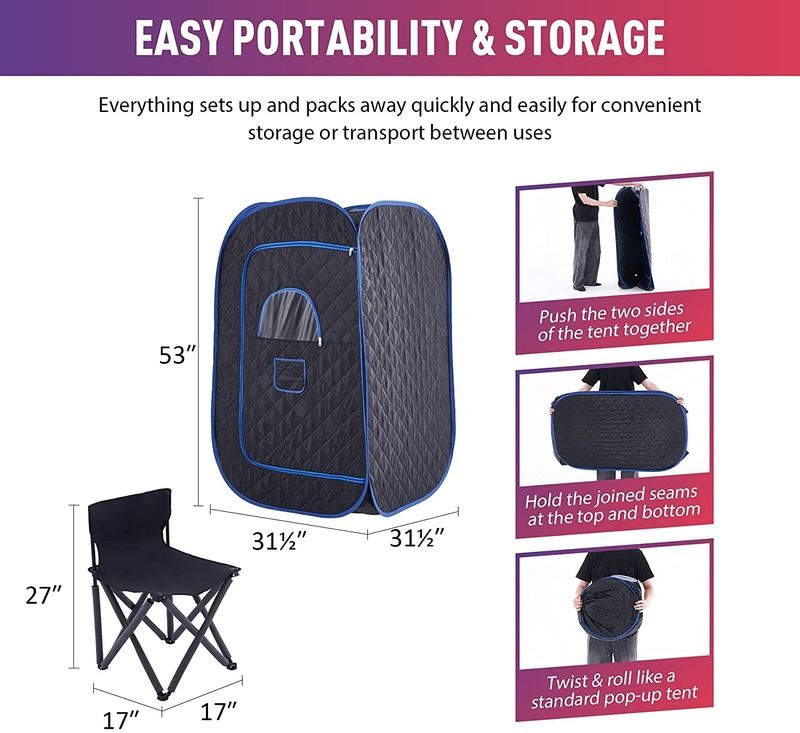 Sauna portable moderne pour bureau à domicile et voyage Sauna domestique pour spa sec et sauna vapeur avec télécommande Tente vapeur