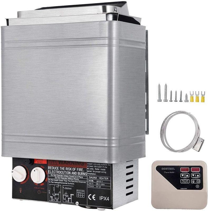 Chauffe-sauna à sec moderne 9 kW Cuisinière à eau bouillante 220V-240V Contrôleur électrique Maison hôtel Sauna extérieure