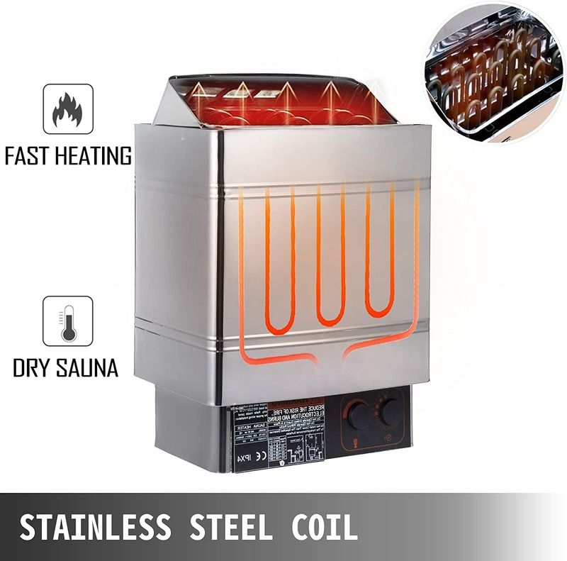 Chauffe-sauna à sec moderne 9 kW Cuisinière à eau bouillante 220V-240V Contrôleur électrique Maison hôtel Sauna extérieure
