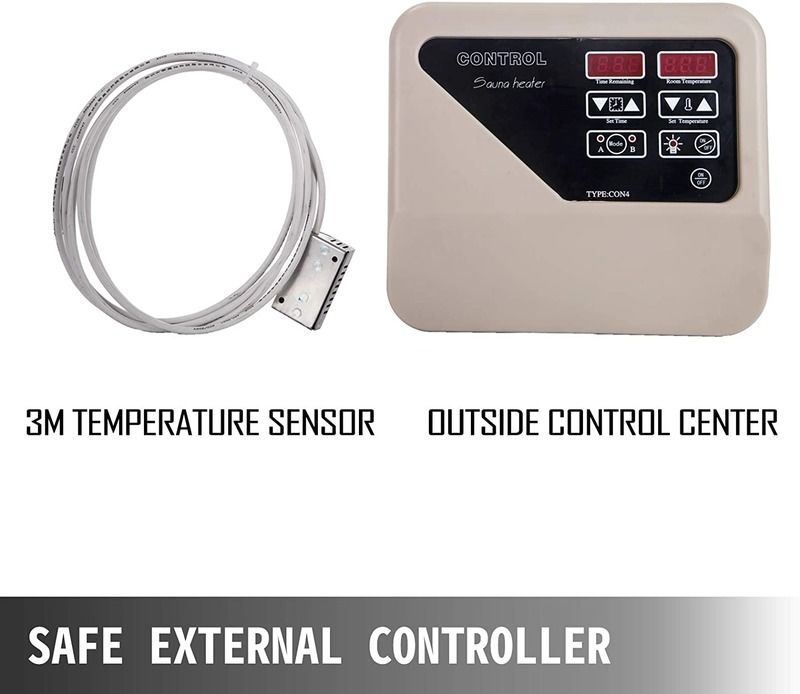 Chauffe-sauna à sec moderne 9 kW Cuisinière à eau bouillante 220V-240V Contrôleur électrique Maison hôtel Sauna extérieure