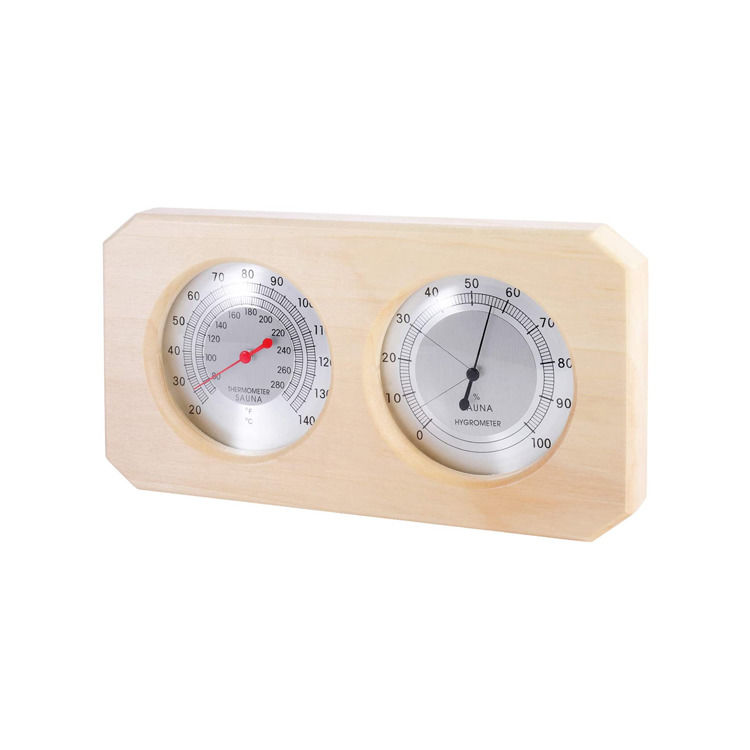 Thermomètre d'hygrothermographie traditionnel de sauna en bois 2 en 1 équipement de sauna mesure de la température et de l'humidité